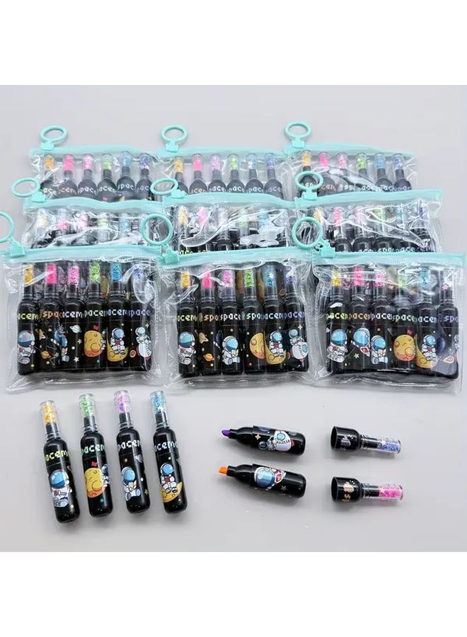 30 Pack Planet Astronut Drift Bottle Fluorescent Highlighters 6 Colors Water Based Ink Markers - Image 1